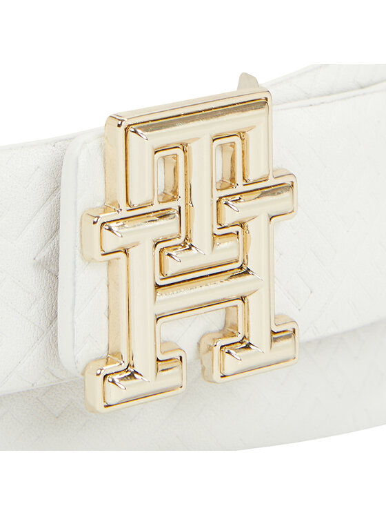 Tommy Hilfiger Tommy Hilfiger Dámsky opasok Th Logo Bombe Rev 3.0 AW0AW16019 Biela