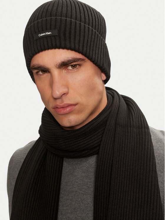 Calvin Klein Calvin Klein Kepurės ir šaliko komplektas Gs Classic Rib Beanie + Scarf K50K512389 Juoda