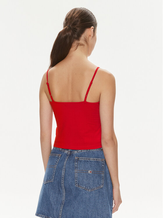 Tommy Jeans Tommy Jeans Top Essential DW0DW17381 Rot Slim Fit