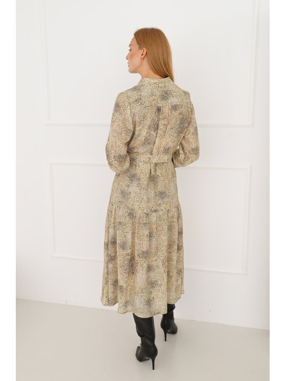 Entelier Entelier Sukienka elegancka maxi Beżowy Comfortable Fit