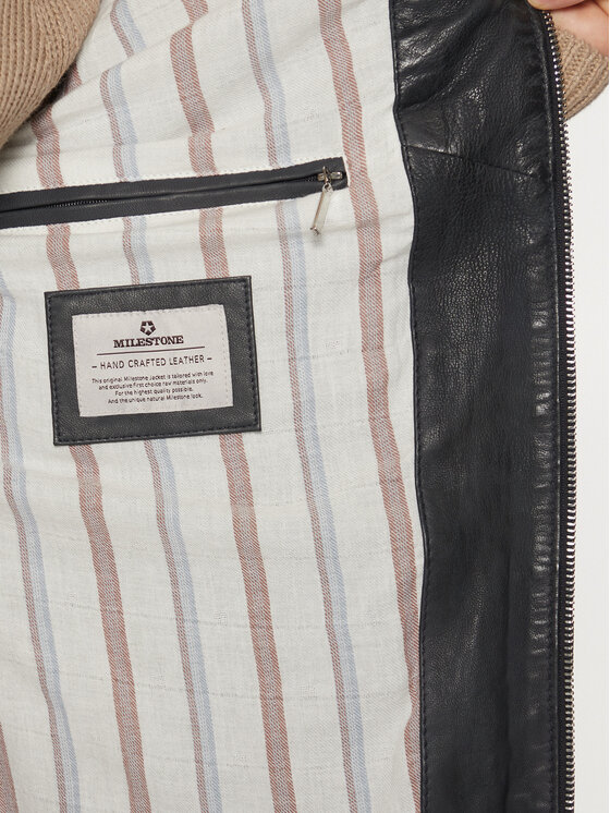 Milestone Milestone Μπουφάν δερμάτινο Winston 511099 60600 Σκούρο μπλε Regular Fit