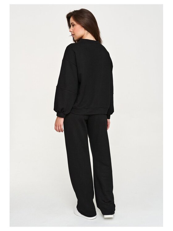 Makadamia Makadamia Dres M951 Czarny Loose Fit