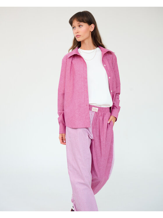 Le Songe Le Songe Spodnie materiałowe PATCHWORK Różowy Regular Fit