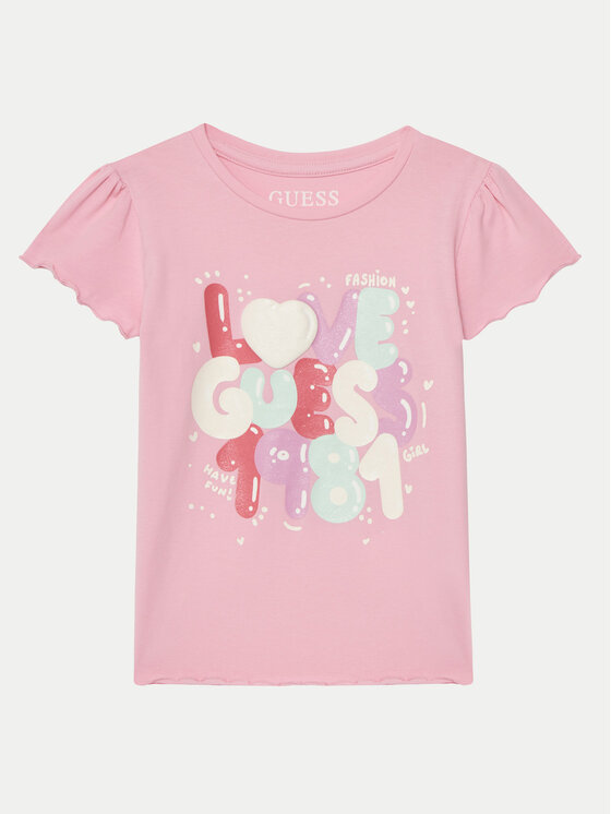Guess Guess Póló K5GI15K6YW4 Rózsaszín Regular Fit