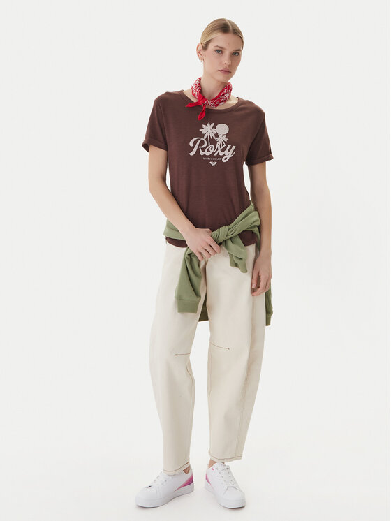 Roxy Roxy T-Shirt Oceanwave ERJZT06096 Beige Loose Fit