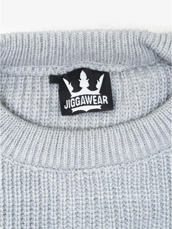 Jigga Wear Jigga Wear Sweter Luźny wygodny na jesień zimę 132250 Szary Regular Fit