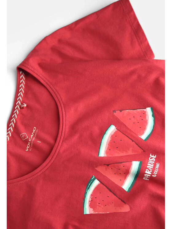 Volcano Volcano T-Shirt T-MELLA Czerwony Regular Fit