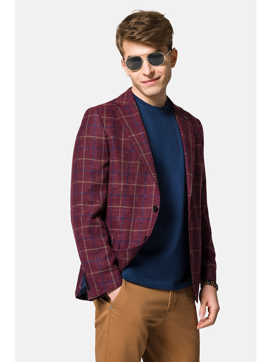Lancerto Lancerto Marynarka Scalea MA099123000006 Bordowy Slim Fit