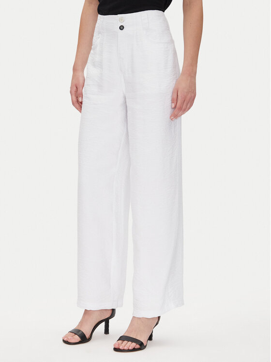 DKNY DKNY Medžiaginės kelnės P41KTR48 Balta Loose Fit