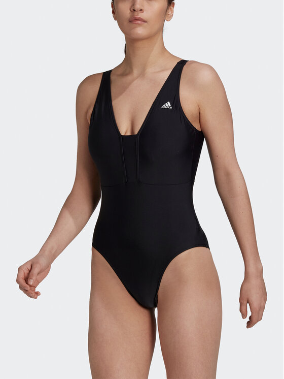 adidas adidas Strój kąpielowy Iconisea 3-Stripes Swimsuit HI1082 Czarny Fitted Fit