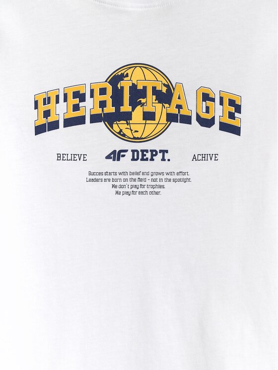 4F 4F T-Shirt 4FJRAW26TTSHM4523-10S Biały Regular Fit