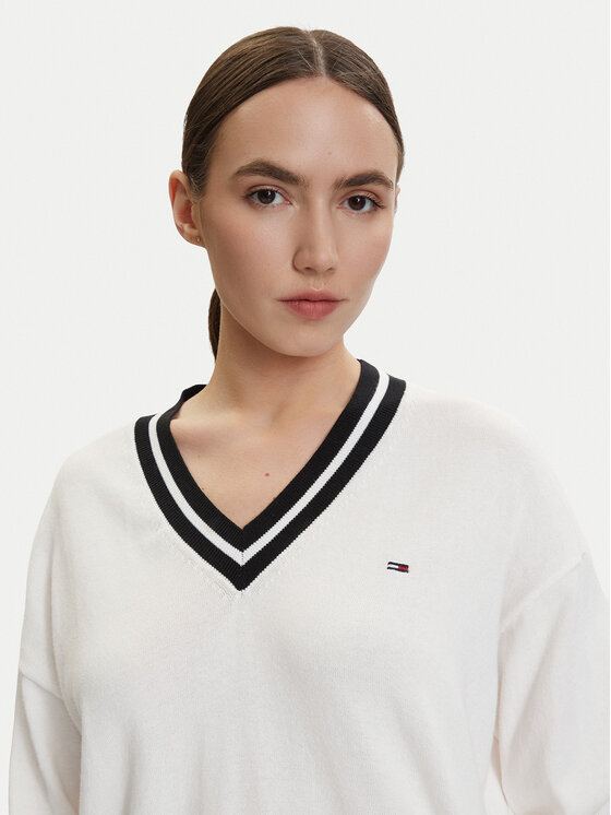 Tommy Jeans Tommy Jeans Sweter DW0DW22778 Biały Regular Fit