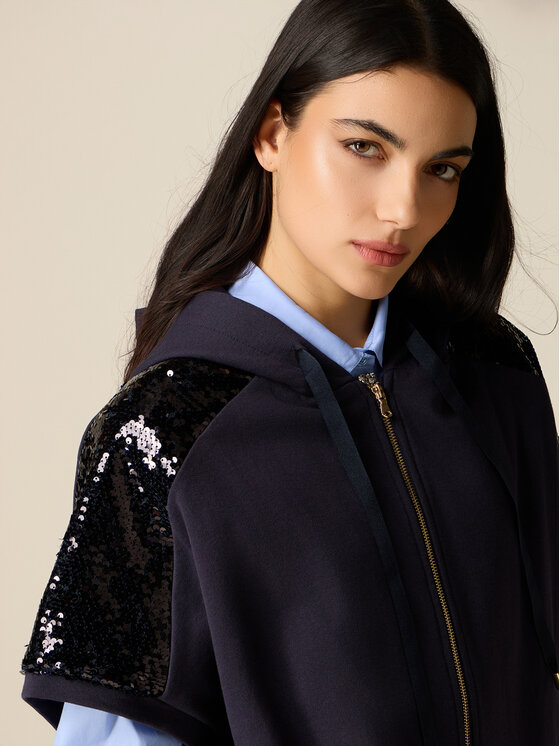 Oltre Oltre Cardigan G870E000323N034 Blu Baggy Fit