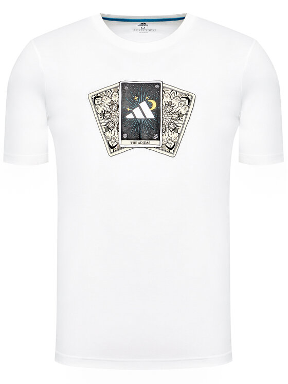 adidas Marškinėliai Tarot Badge of Sport Graphic GN8179 Balta Regular Fit •  Modivo.lt