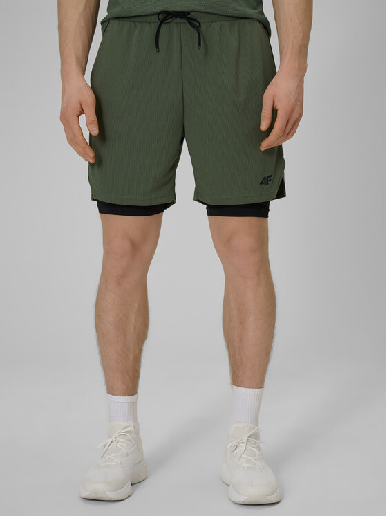 4F 4F Szorty sportowe ATHLETIC Khaki Regular Fit