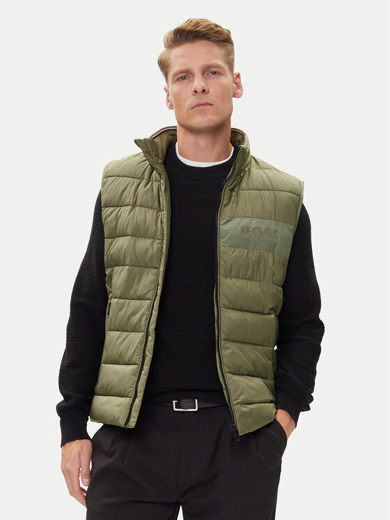 BOSS BOSS Vestă elegantă H-Cenito 50518375 Verde Regular Fit