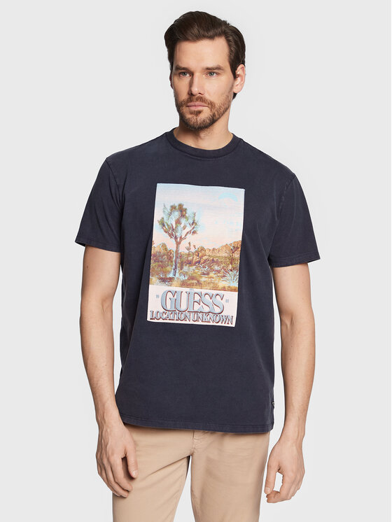 Guess T-krekls Desert Photo M3GI74 KA260 Tumši zils Regular Fit