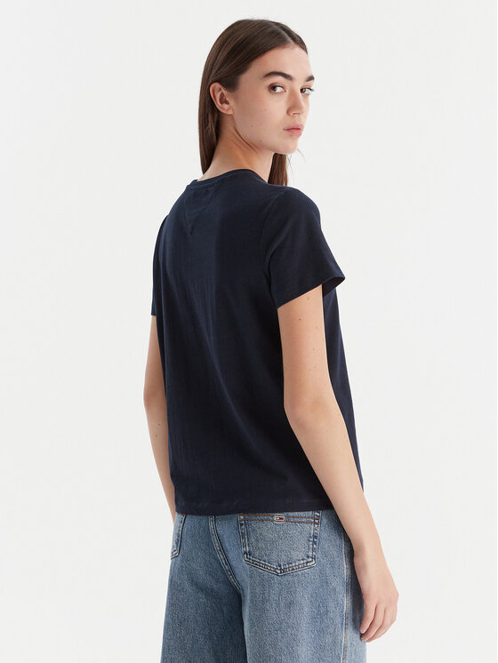 Tommy Jeans Tommy Jeans Marškinėliai Linear DW0DW21964 Tamsiai mėlyna Regular Fit