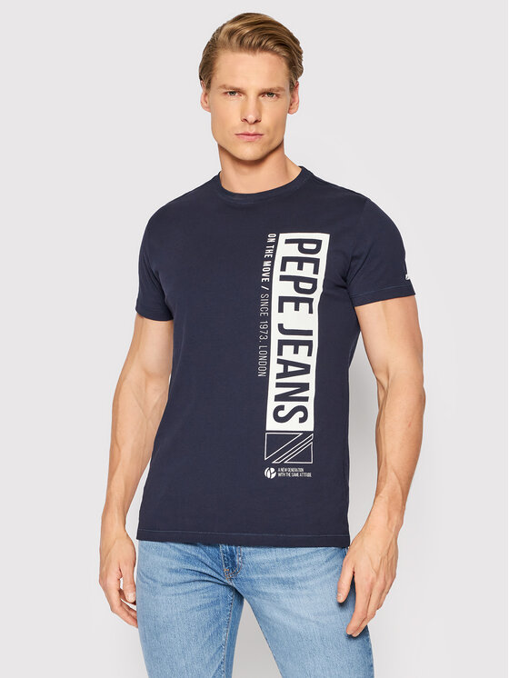 Pepe Jeans Pepe Jeans Тишърт Alfie D PM508259 Тъмносин Slim Fit