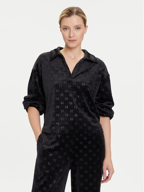 KARL LAGERFELD KARL LAGERFELD Blúz A4W44007 Fekete Regular Fit