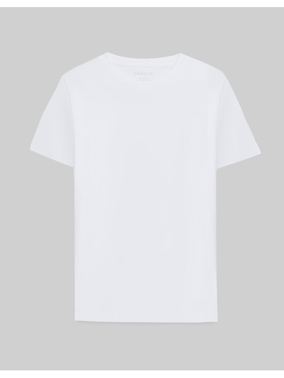 Borgio Borgio T-Shirt milan_b Biały Slim Fit