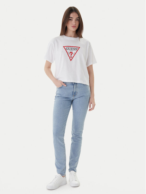 Guess Jeans Guess Jeans T-Shirt W4YI73 K8HM0 Bílá Boxy Fit