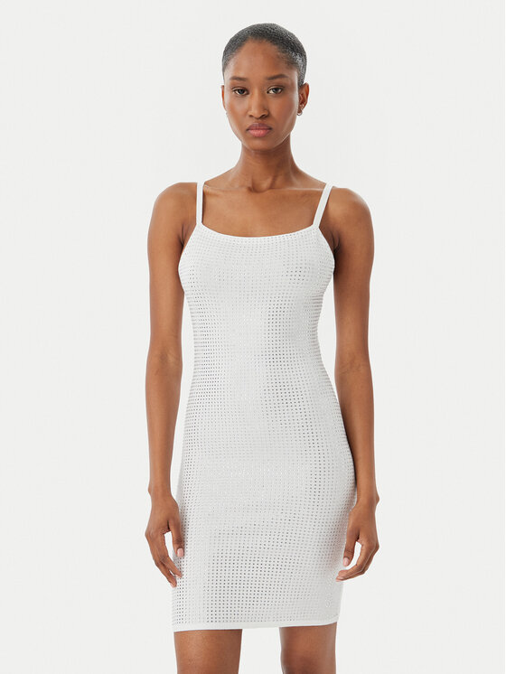 Guess Rochie tricotată W5GK45 Z3MN2 Alb Regular Fit