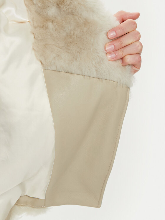 BOSS Boss Giacca di pelle 50524016 Écru Regular Fit