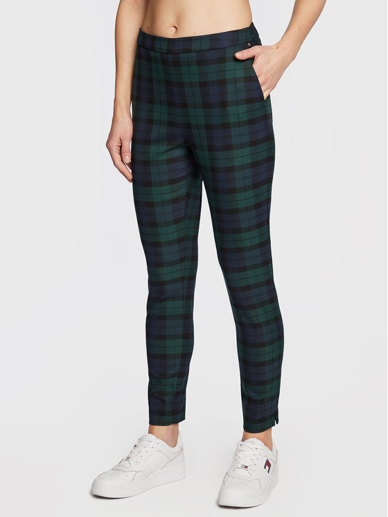 Pantaloni di tessuto Blend Tartan WW0WW37289 Verde...