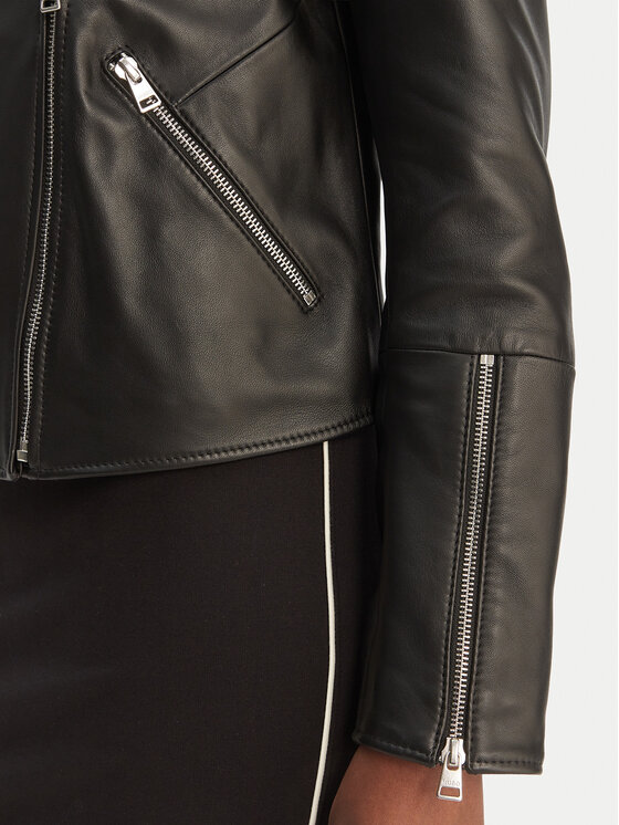 HUGO HUGO Lederjacke Lujana 50551255 Schwarz Regular Fit