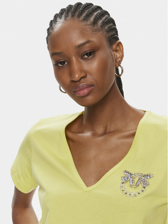 PINKO Pinko T-shirt 100372 A1R7 Žuta Regular Fit