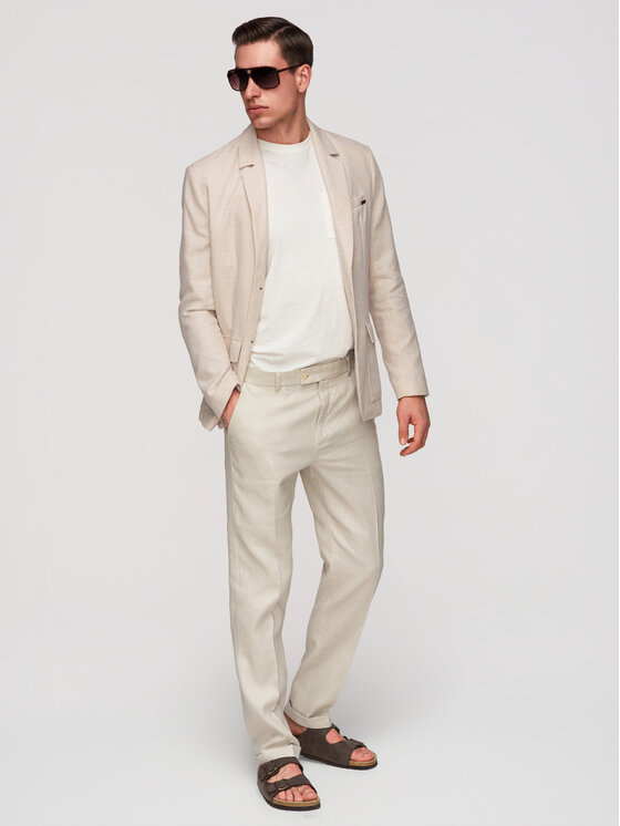 Ombre Ombre Marynarka M169 Beżowy Regular Fit