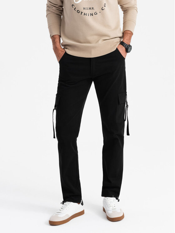 Ombre Ombre Spodnie materiałowe OM-PACG-0197 Czarny Regular Fit
