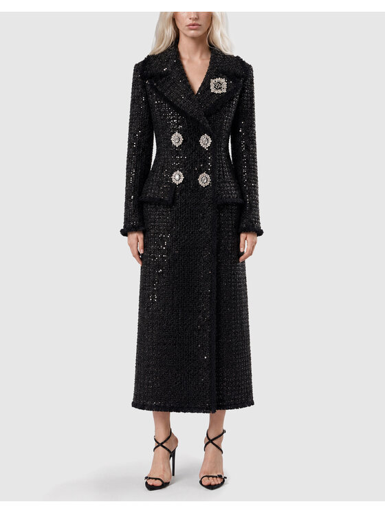PHILIPP PLEIN PHILIPP PLEIN Płaszcz zimowy 31269 Czarny Loose Fit