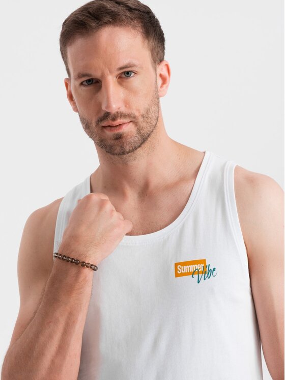 Ombre Ombre Tank top OM-TSTT-0191 Biały Regular Fit
