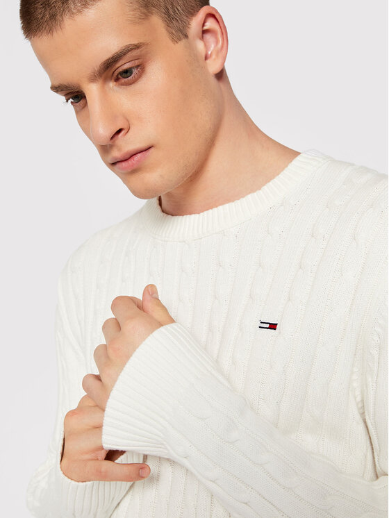 Pull Blanc Homme Tommy Jeans Essential Cable | Espace des Marques