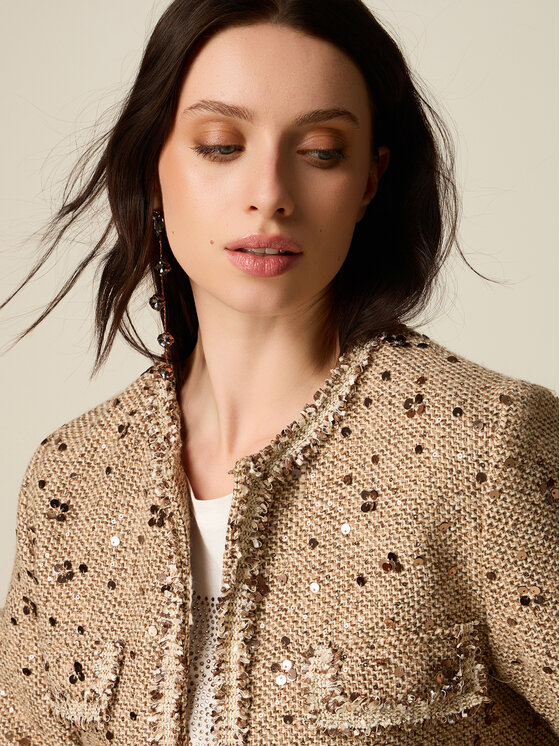 Oltre Oltre Giacca di transizione R075R002566N0R2 Crema Baggy Fit