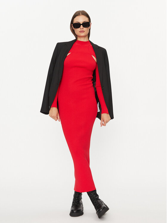 HUGO Hugo Trikotažinė suknelė Sirgin 50493747 Raudona Slim Fit