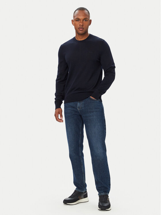 BOSS BOSS Svetr Leno 50571914 Tmavomodrá Regular Fit