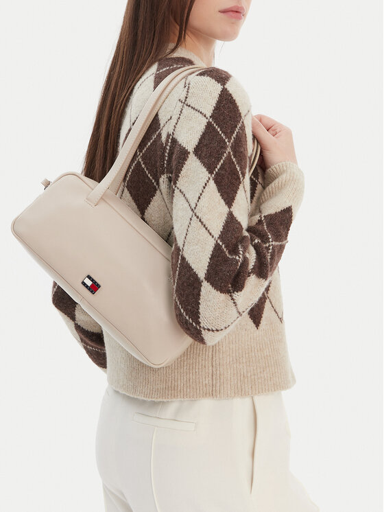 Tommy Jeans Geantă Tjw City Shoulder Bag AW0AW18075 Crem