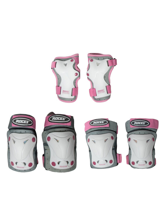 Set de protecție Roces Jr Ventilated 3 Pack 301352 White/Pink 003
