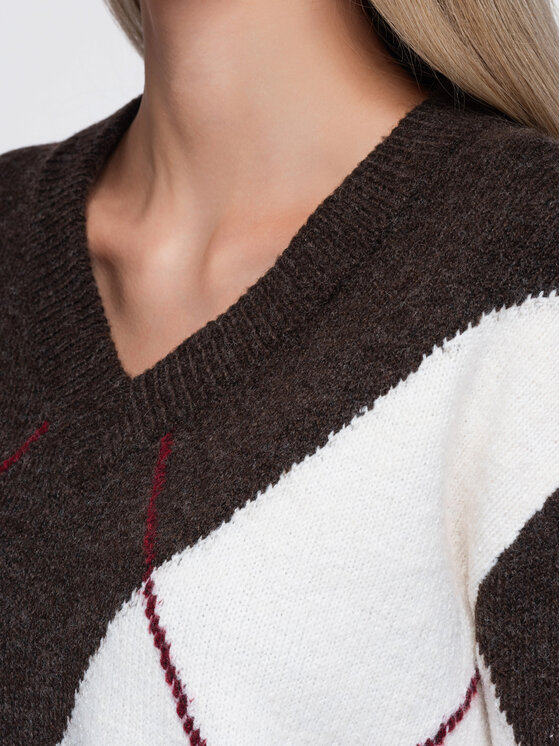 Ombre Ombre Sweter OW-SW-E0038 Brązowy Regular Fit