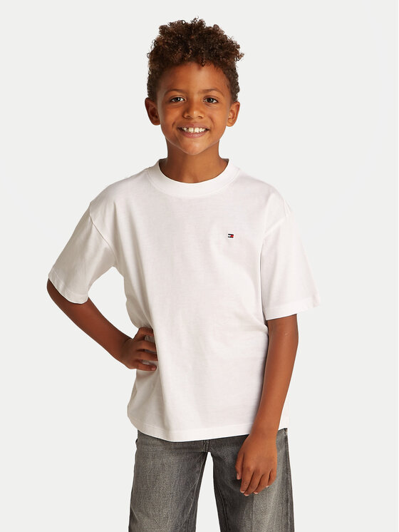 Tommy Hilfiger Tricou Essential Archive KB0KB09646 D Alb Regular Fit