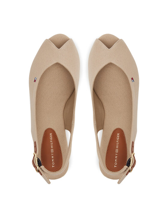 Tommy Hilfiger Tommy Hilfiger Sandale Flag Mid Wedge Espad Slingback FW0FW08595 Bež