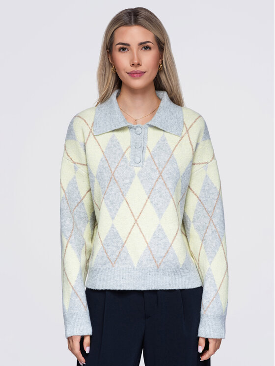 Ombre Ombre Svetr OW-SW-E0030 Šedá Relaxed Fit