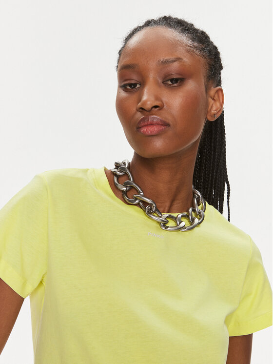 PINKO Pinko T-shirt Basico 100373 A1N8 Žuta Regular Fit