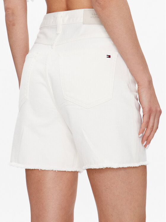 Tommy Hilfiger Tommy Hilfiger Дънкови шорти WW0WW40211 Бял Regular Fit