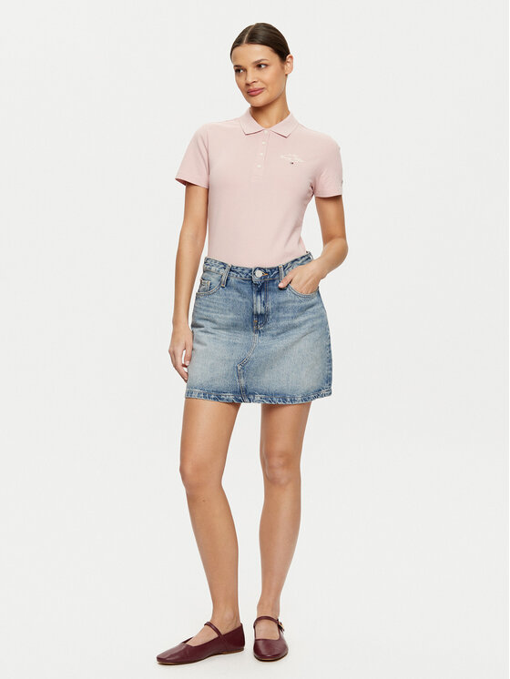 Tommy Hilfiger Tommy Hilfiger Тениска с яка и копчета WW0WW43930 Розов Slim Fit