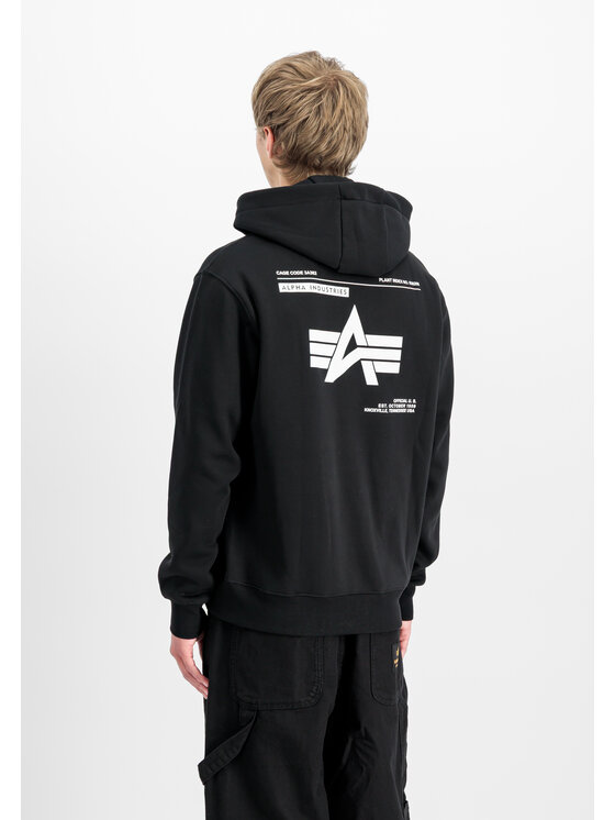 Alpha Industries Alpha Industries Mikina Label Backprint Hoodie Černá Regular Fit