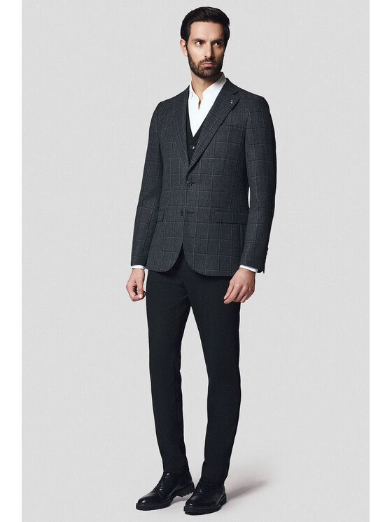 Lancerto Lancerto Marynarka Niagara MA073224000002 Szary Regular Fit